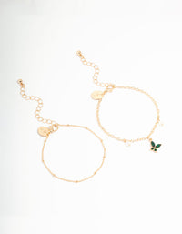 Gold Diamante Butterfly Bracelets 2- Pack - link has visual effect only