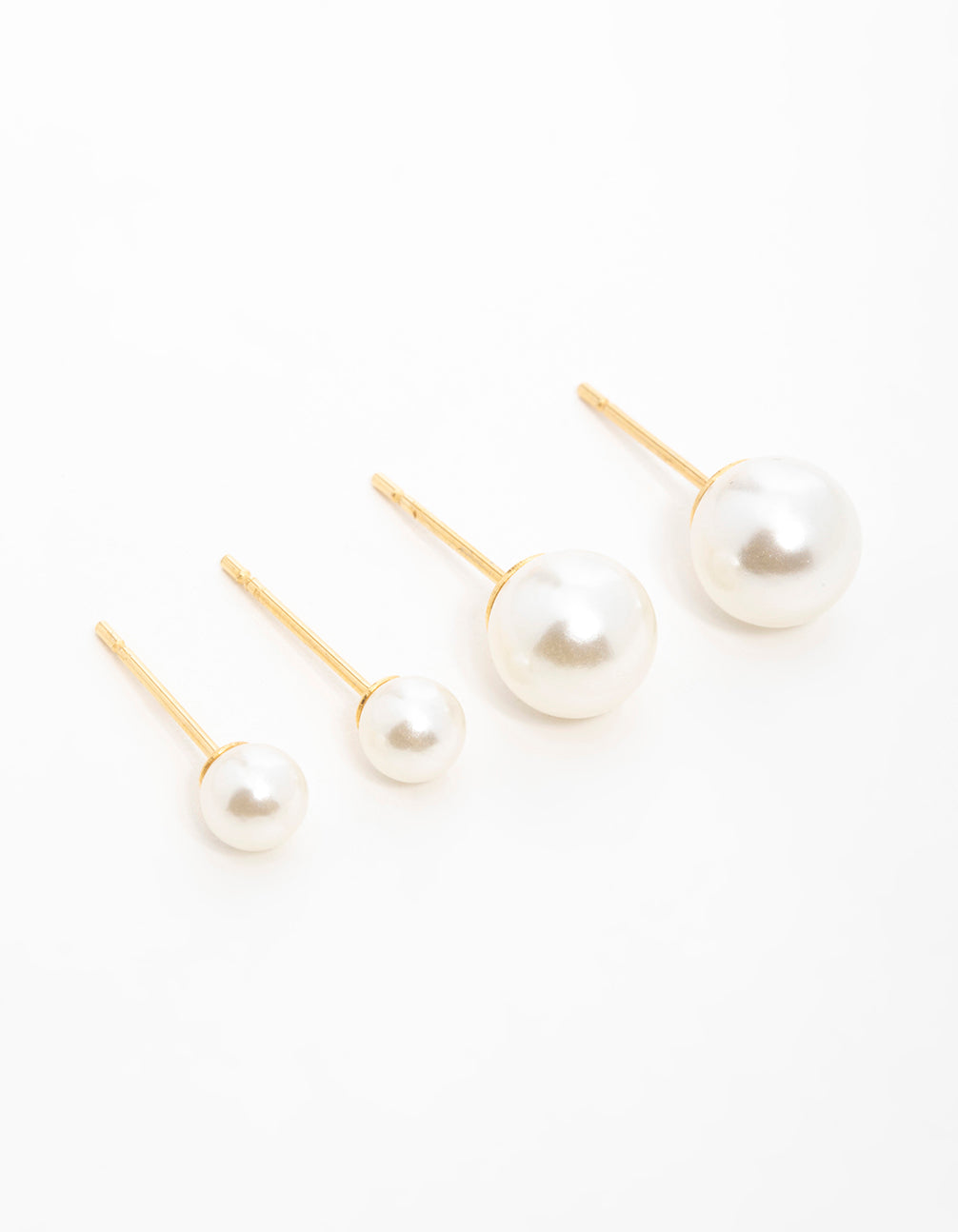 Gold Plated Surgical Steel Pearl Stud Earrings 2-Pack