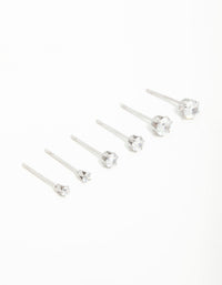 Surgical Steel Cubic Zirconia Stud Earrings 3-Pack - link has visual effect only