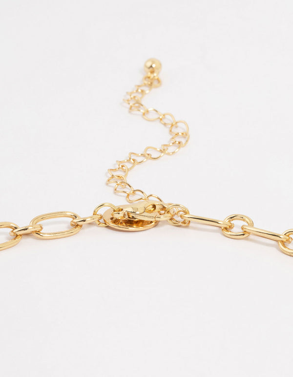 Gold Plated Heart & Cherry Charm Necklace