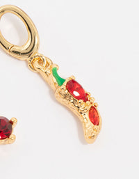 Gold Plated Diamante Cherry & Pizza Charms 3-Pack - link has visual effect only