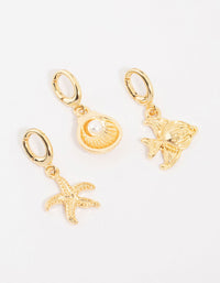 Gold Plated Shell & Starfish Charms 3-Pack - link has visual effect only