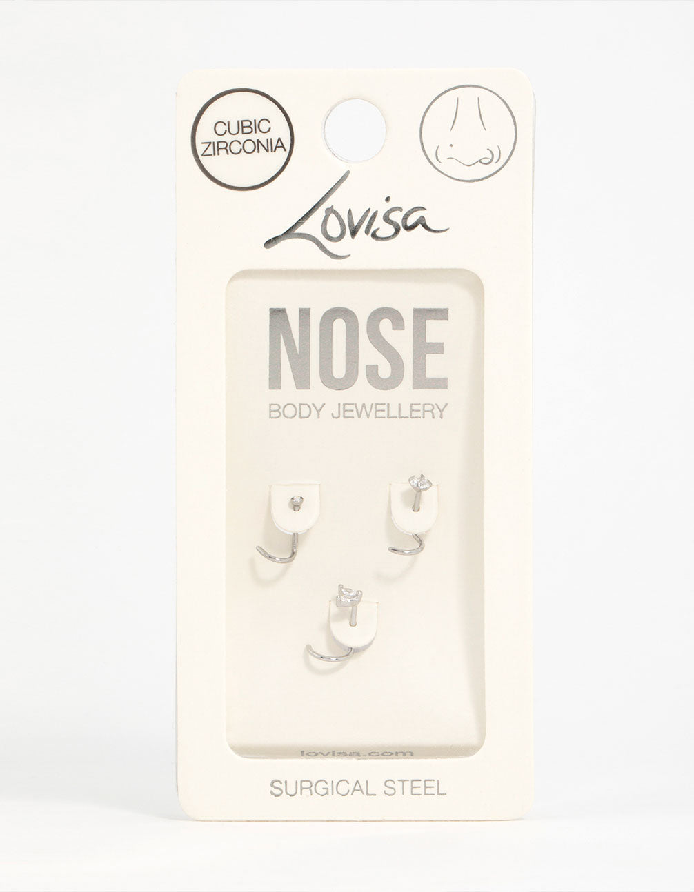 Surgical Steel Cubic Zirconia Butterfly & Round Nose Stud 3-Pack