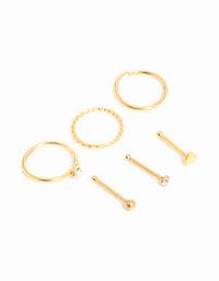Gold Plated Surgical Steel Micro Heart Nose Piercing 6-Pack - link has visual effect only
