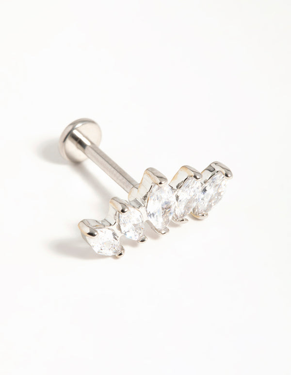 Surgical Steel Diamante Fan Flat Back Stud