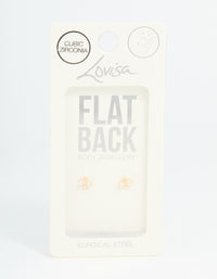 Gold Plated Surgical Steel Double Bee Cubic Zirconia Flat Back Studs - link has visual effect only