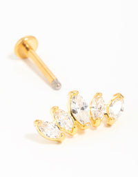 Gold Plated Surgical Steel Diamante Flat Back Stud - link has visual effect only