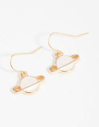 Gold Planet Hook Earrings - link has visual effect only