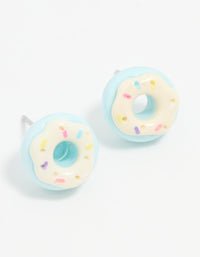 Silver Blue Donut Stud Earrings - link has visual effect only