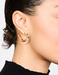 Gold Crossover Thick Hoop Earrings - link has visual effect only