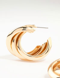 Gold Crossover Thick Hoop Earrings - link has visual effect only