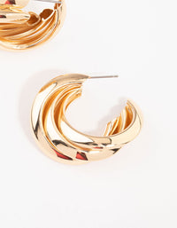 Gold Crossover Thick Hoop Earrings - link has visual effect only
