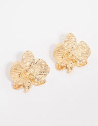 Gold Orchid Stud Earrings - link has visual effect only