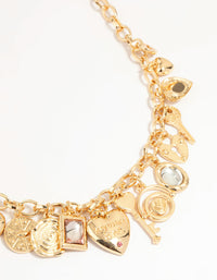 Gold Heart & Key Charm Necklace - link has visual effect only