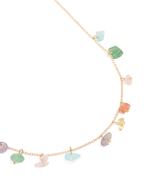 Gold Semiprecious Stone Necklace