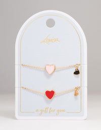 Gold Heart Charm Bracelets 2-Pack - link has visual effect only
