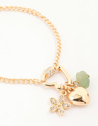 Gold Heart Semiprecious Charm Bracelets 2-Pack - link has visual effect only