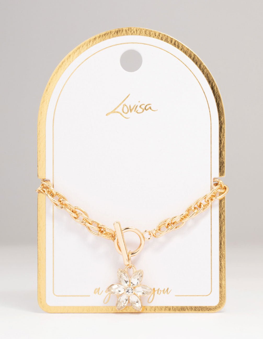 Gold Diamante Flower Charm T & O Bracelet