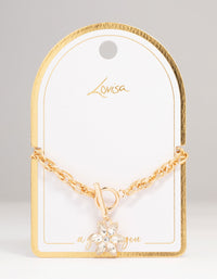 Gold Diamante Flower Charm T & O Bracelet - link has visual effect only