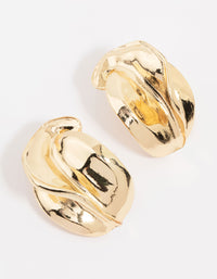Gold Abstract Textured Stud Earrings - link has visual effect only