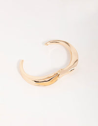 Gold Abstract Smooth Large Wrist Cuff - link has visual effect only