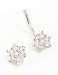 Surgical Steel Cubic Zirconia Six-Point Flower Belly Bar - link has visual effect only