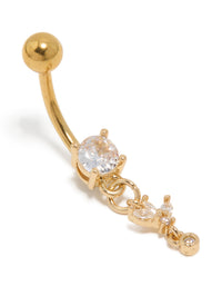 Gold Plated Surgical Steel Fine Marquise Drop Belly Bar - link has visual effect only