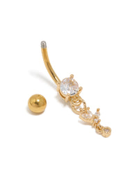 Gold Plated Surgical Steel Fine Marquise Drop Belly Bar - link has visual effect only