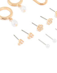 Gold Bow Flower Hoop & Stud Earrings 12-Pack - link has visual effect only