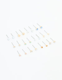 Gold Mixed Basic Small Stud Earrings 8-Pack - link has visual effect only