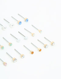 Gold Mixed Basic Small Stud Earrings 8-Pack - link has visual effect only