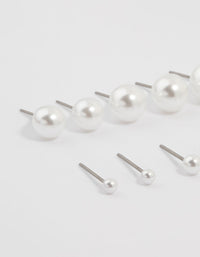 Silver Pearl Stud Earrings 8-Pack - link has visual effect only