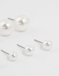 Silver Pearl Stud Earrings 8-Pack - link has visual effect only