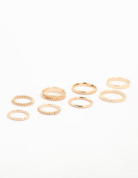 Gold Thin Textured Stacking Rings 8-Pack - link has visual effect only