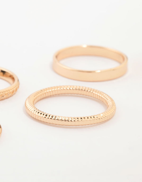 Gold Thin Textured Stacking Rings 8-Pack