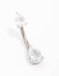 Titanium Cubic Zirconia Pear Belly Bar - link has visual effect only