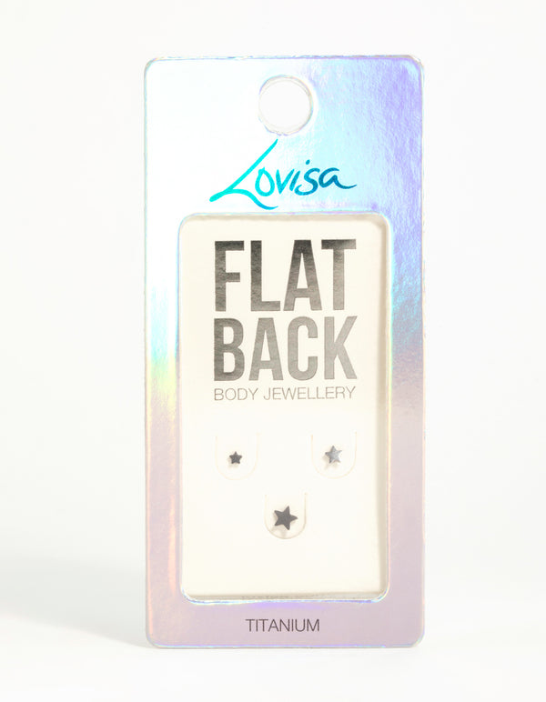 Titanium Star & Plain Flat Back Studs 3-Pack