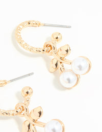Gold Pearl Cherry Huggie Earrings - link has visual effect only