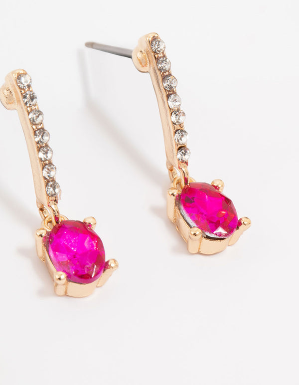 Gold Pink Diamante Clover Stud Earrings 3-Pack