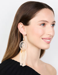 Cream & Gold Feather Dreamcatcher Drop Earrings - link has visual effect only