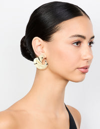 Gold Twisted Large Stud Earrings - link has visual effect only