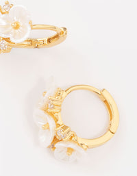 Gold Plated Pearlised Flower Hoop Earrings - link has visual effect only