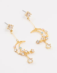 Gold Plated Cubic Zirconia Moon Drop Earrings - link has visual effect only