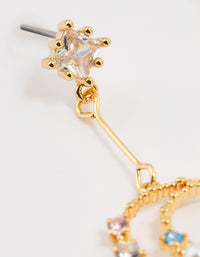 Gold Plated Cubic Zirconia Moon Drop Earrings - link has visual effect only