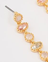 Gold Plated Round & Oval Stone Drop Earrings - link has visual effect only