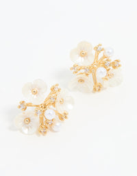 Gold Plated Acrylic Flower Cluster Earrings - link has visual effect only