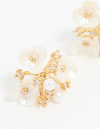 Gold Plated Acrylic Flower Cluster Earrings - link has visual effect only