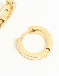 Gold Plated Diamante Thin Pavé Hoop Earrings - link has visual effect only