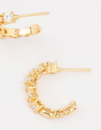 Gold Plated Cubic Zirconia Cluster Hoop Earrings - link has visual effect only