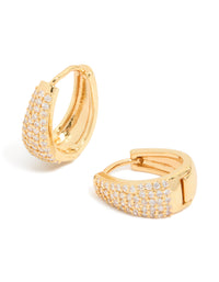 Gold Plated Cubic Zirconia Classic Pave Hoop Earrings - link has visual effect only